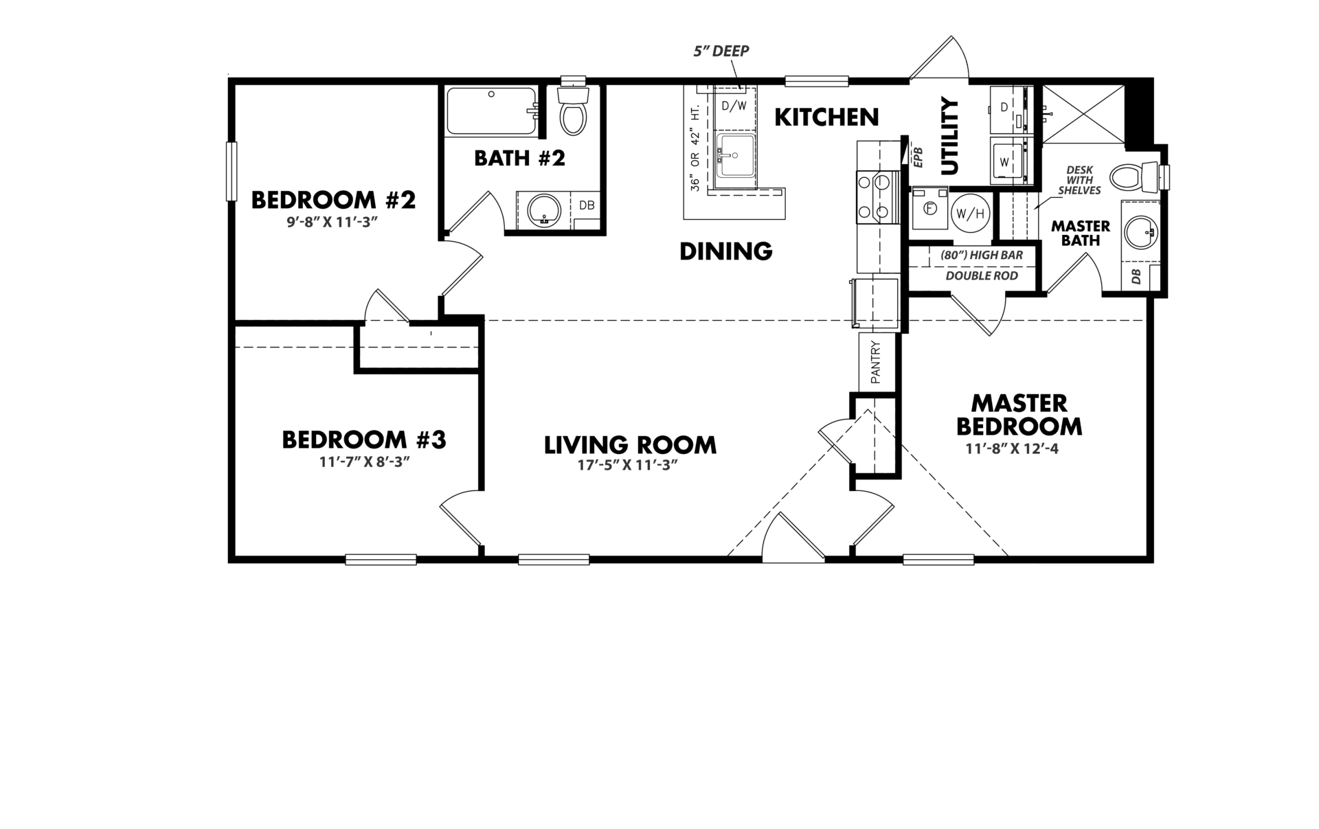 LG Doublewide S-24×48-32A Floor Plan